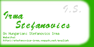 irma stefanovics business card